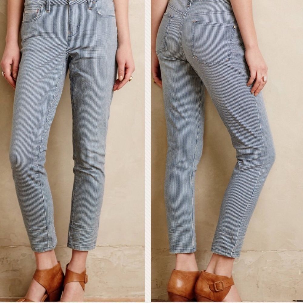 Anthropologie Pilcro Blue Stet Railroad Stripe Jeans size 26